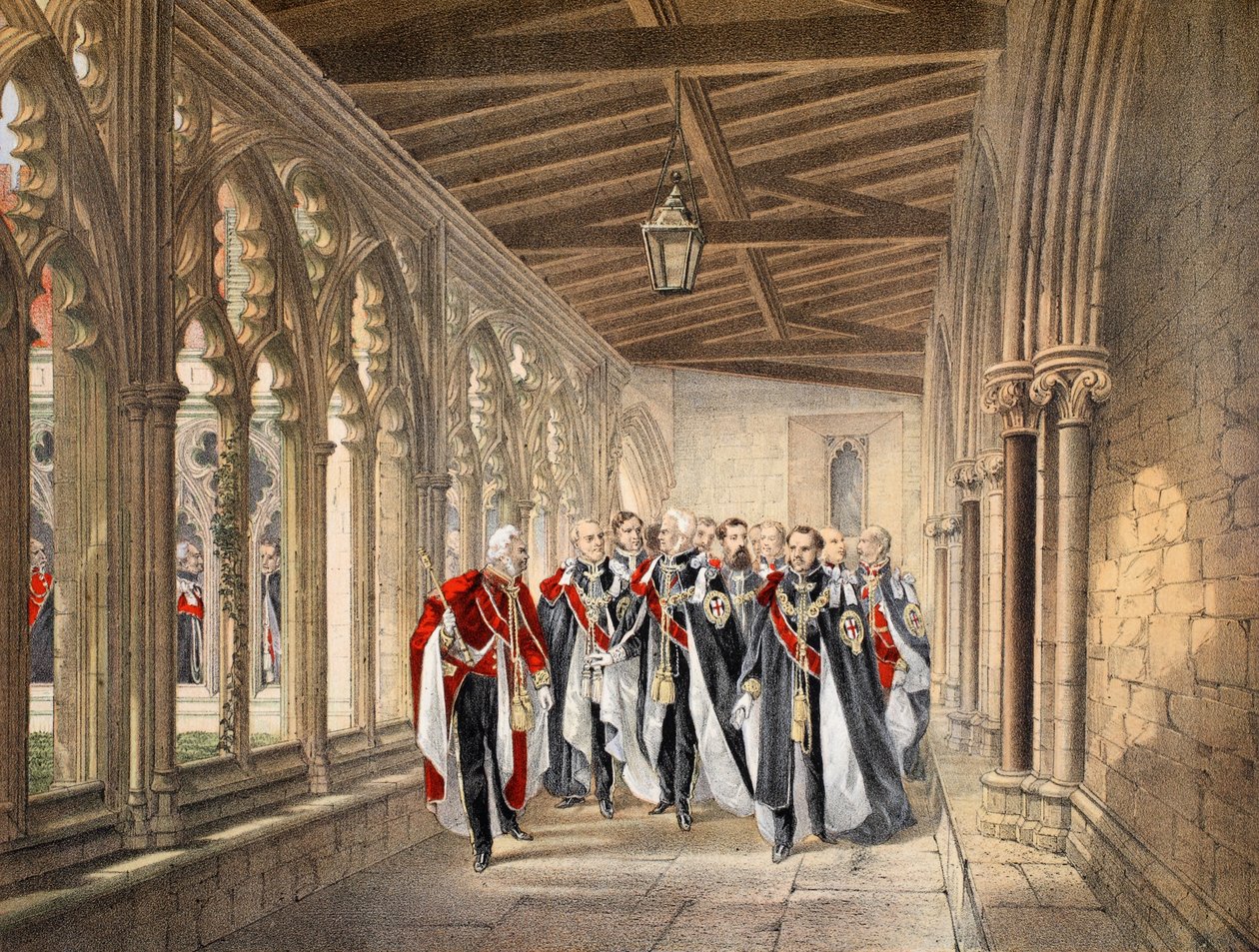 The Deans Cloister, Windsor, 10. marts, 1863, fra A Memorial of the Marriage of Edward VII and Alexandra of Denmark, pub. 1864 af English School