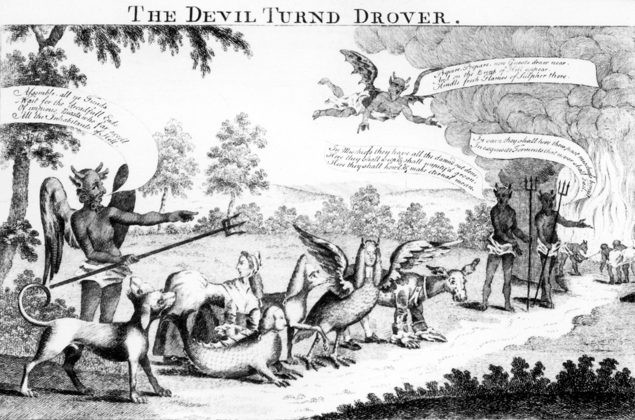 The Devil turnd Drover, udgivet af William Tringham, 1756 af English School