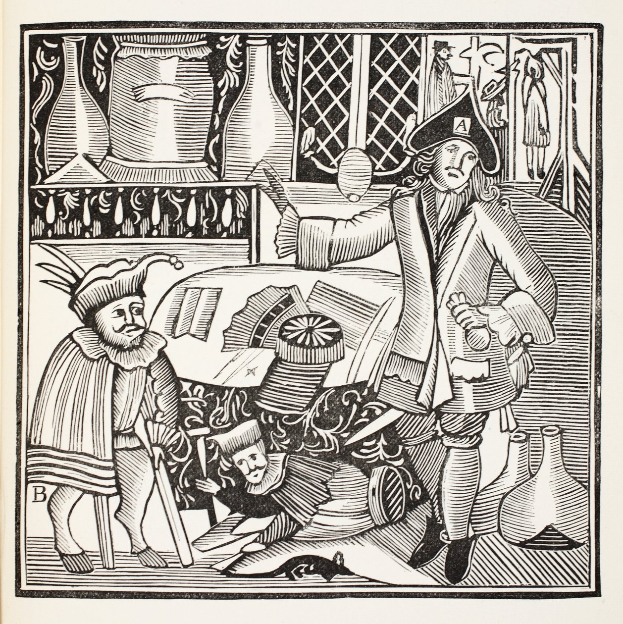 The Devil upon two sticks or the Town Untold, illustration fra Chapter-books of the Eighteenth Century af John Ashton, pub. 1882 af English School