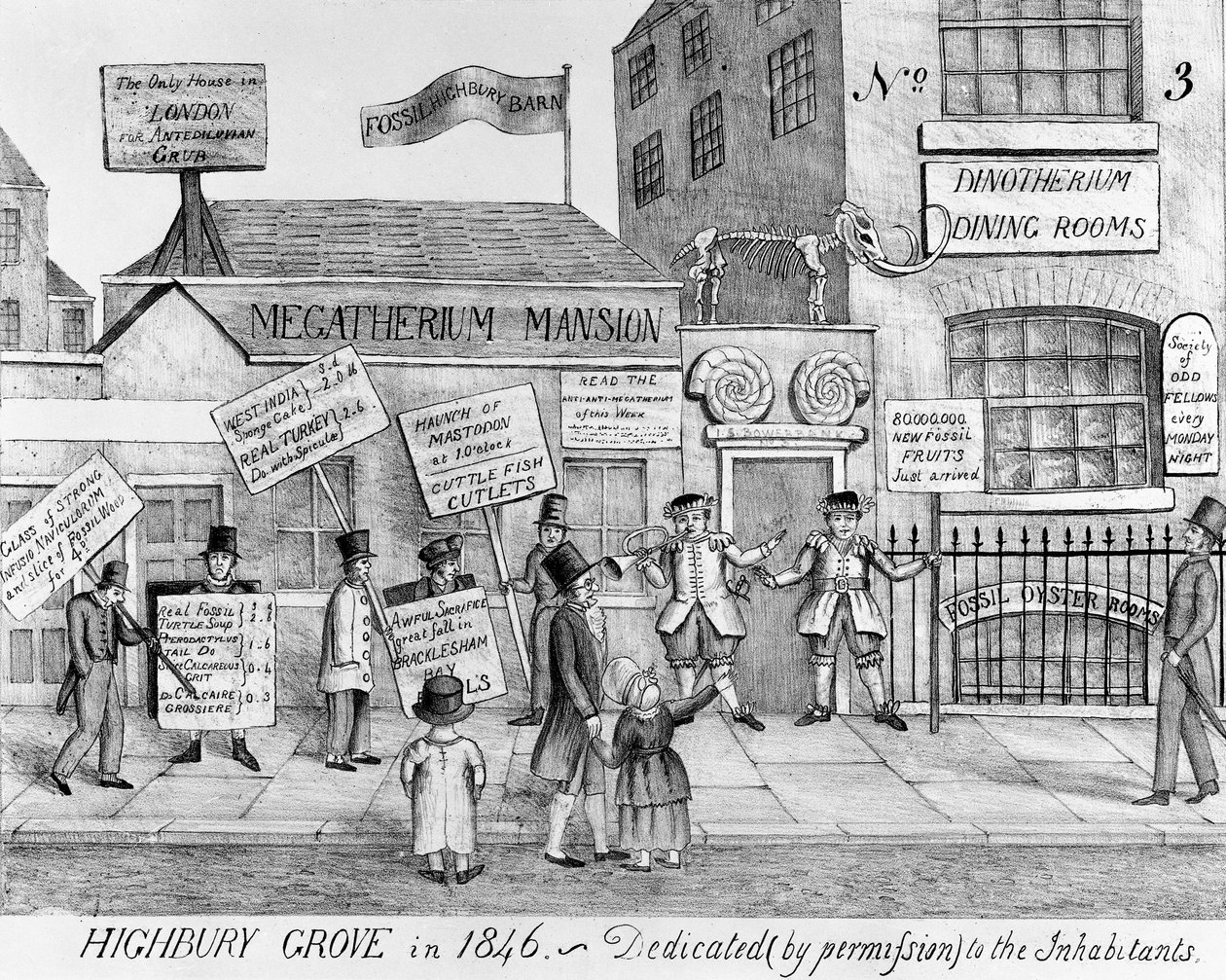 Dinotherium Dining Rooms of Highbury Grove, 1846. af English School