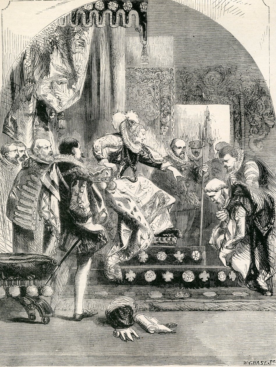 The Dismission of the Earl of Murray and the Abbed of Kilwinning af Elizabeth, 1865 af English School