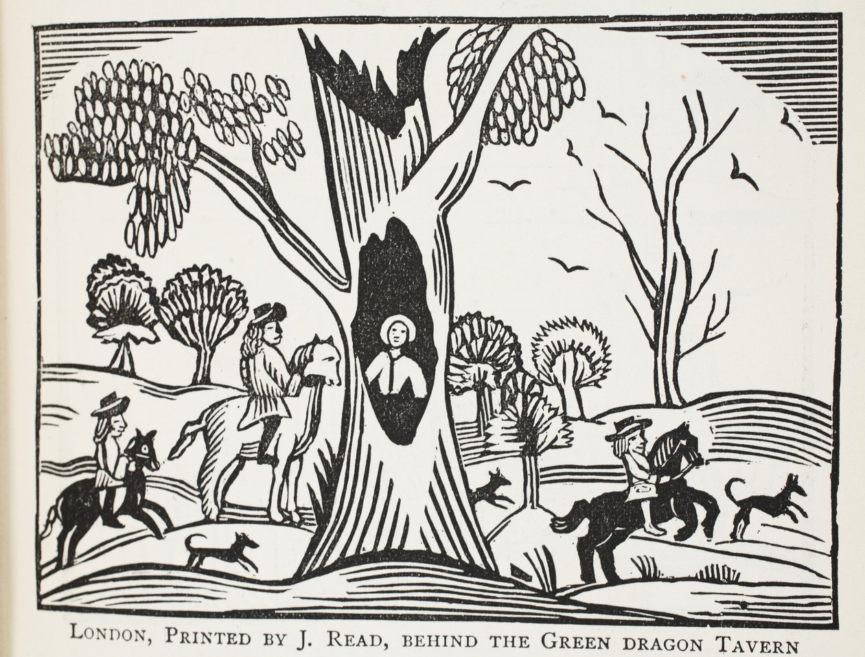 The Distressed Child in the Wood, eller The Cruel Unkle, illustration fra Chap-books of the Eighteenth Century af John Ashton, pub. 1882 af English School