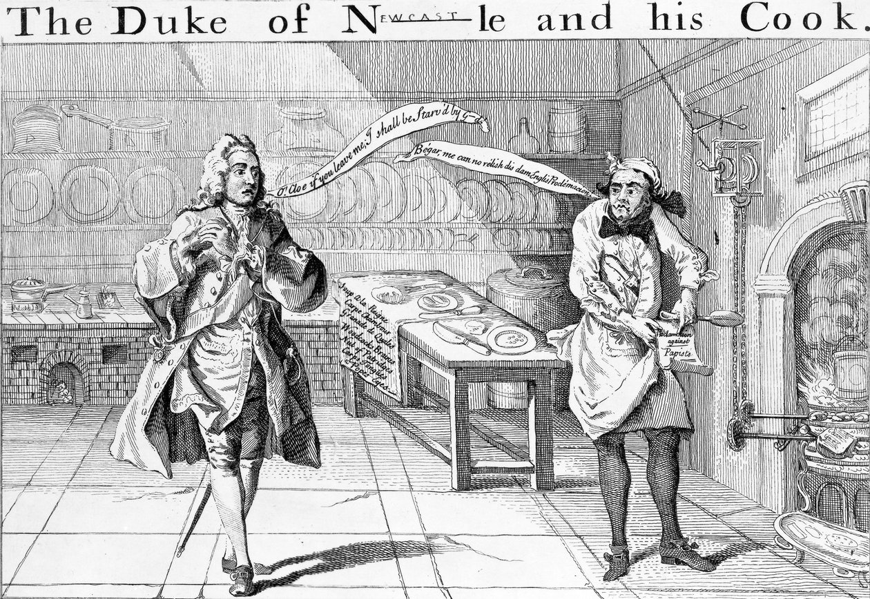 Hertugen af Newcastle og hans kok, ca. 1745 af English School