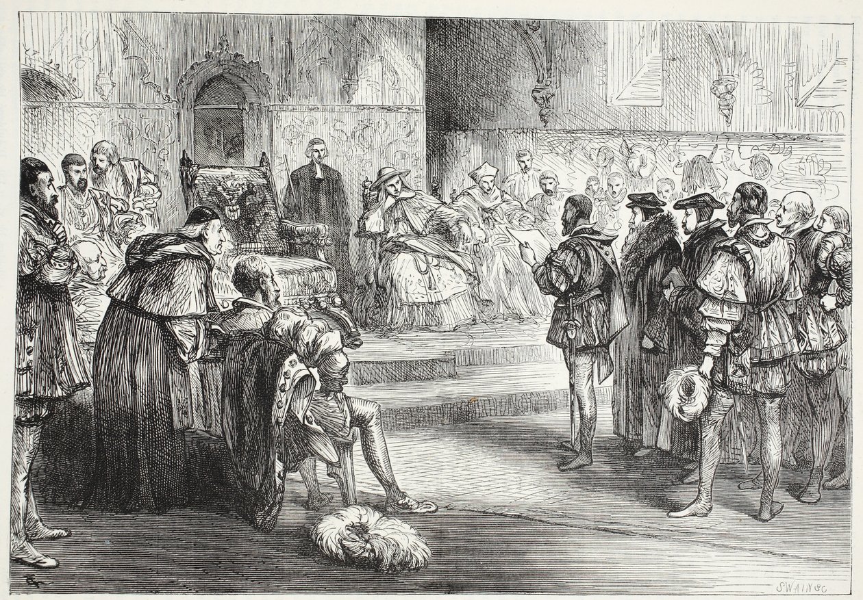 Kurfyrsten af Sachsen læser protesten ved Spires Diet, illustration fra The History of Protestantism af James Aitken Wylie (1808-1890), pub. 1878 af English School