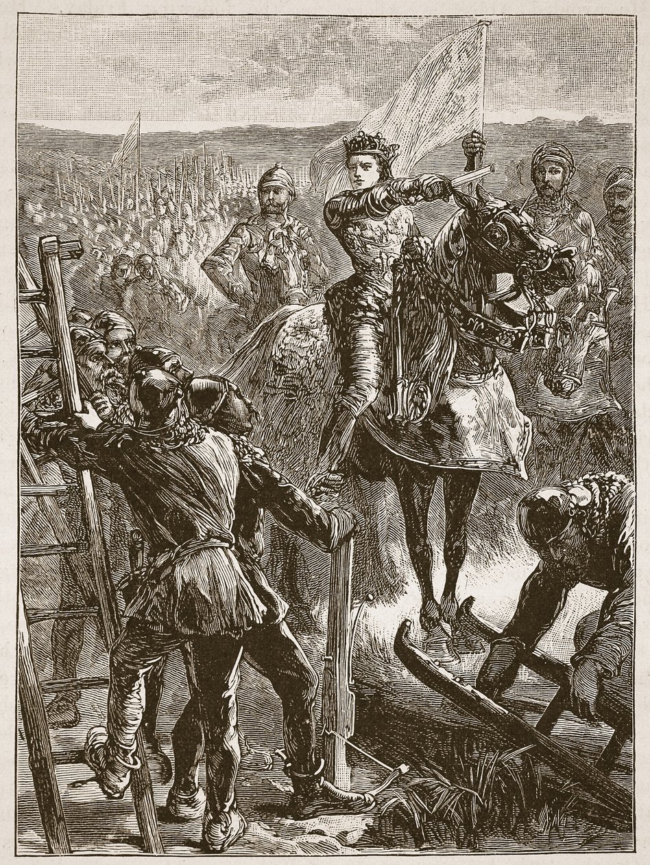 Englænderne før Harfleur, illustration fra Cassells Illustrated History of England (sepia foto) af English School