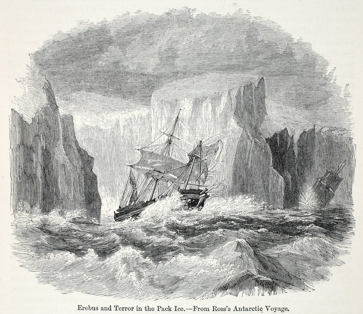 Erebus og terroren blandt isbjerge af English School
