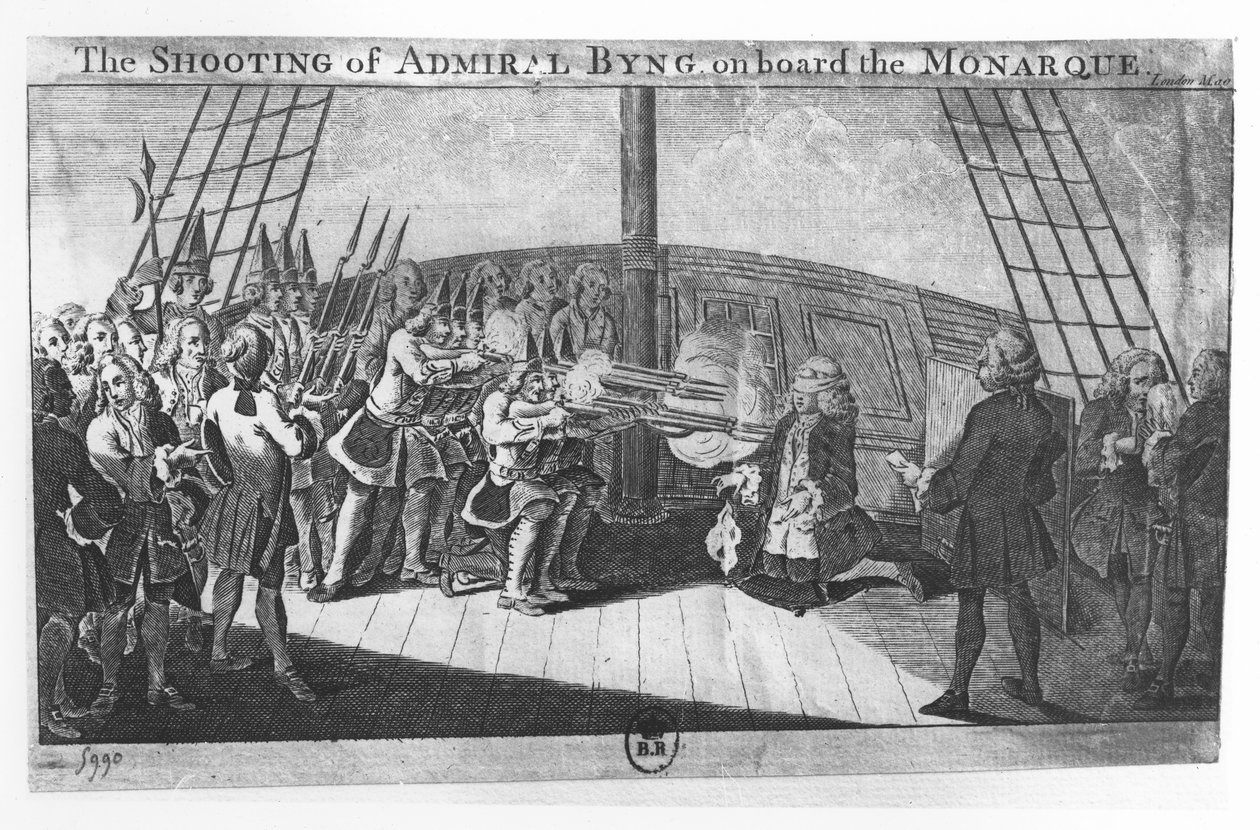 Henrettelsen af John Byng om bord på Monarque af English School