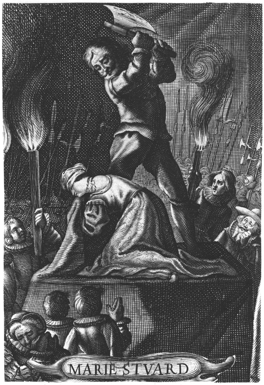 Henrettelsen af Mary, dronning af Skotland (1542-87) 8. februar 1587 af English School
