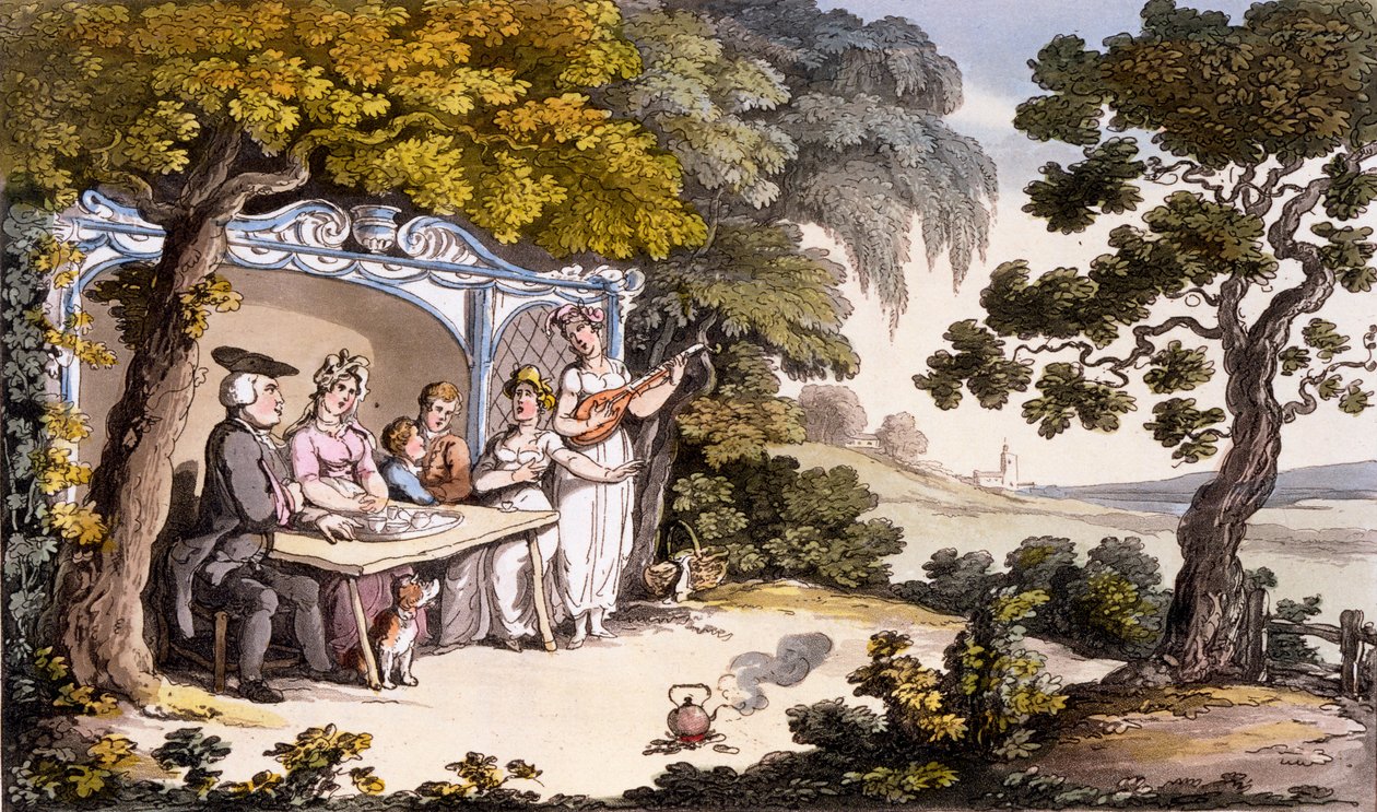 The Fair Penitent, fra Ackermanns Repository of Arts 1817 (håndfarvet gravering) af English School
