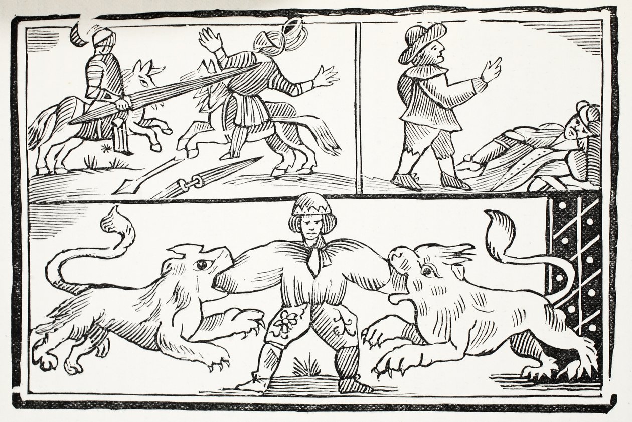 The Famous History of the Valiant London Prentice, illustration fra Chap-books of the Eighteenth Century af John Ashton, pub. 1882 af English School