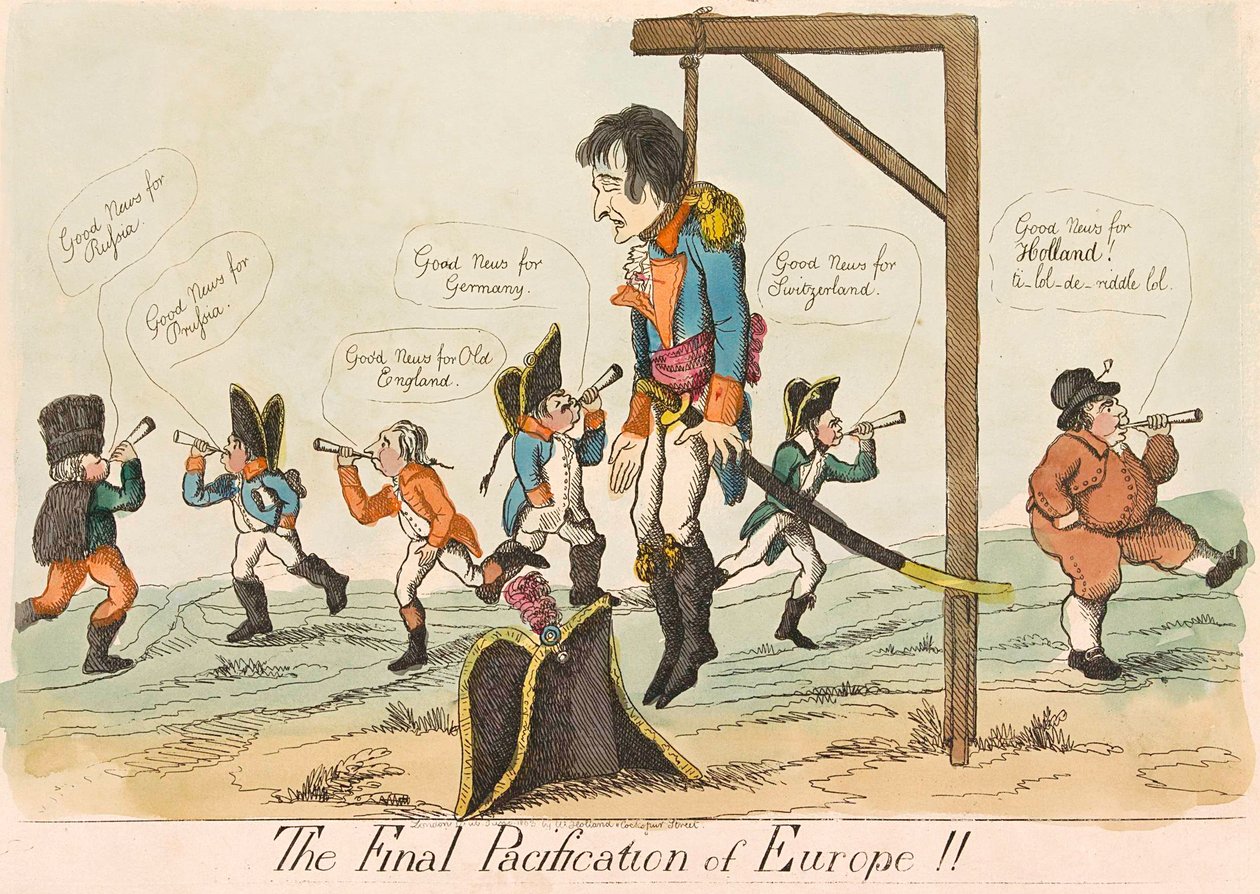 The Final Pacification of Europe!!, pub. 1803 håndfarvet gravering. af English School