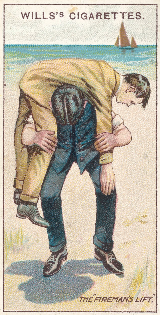 Firemans Lift nr. 1, nr. 18 fra First Aid-serien af Willss cigaretkort, 1913 af English School