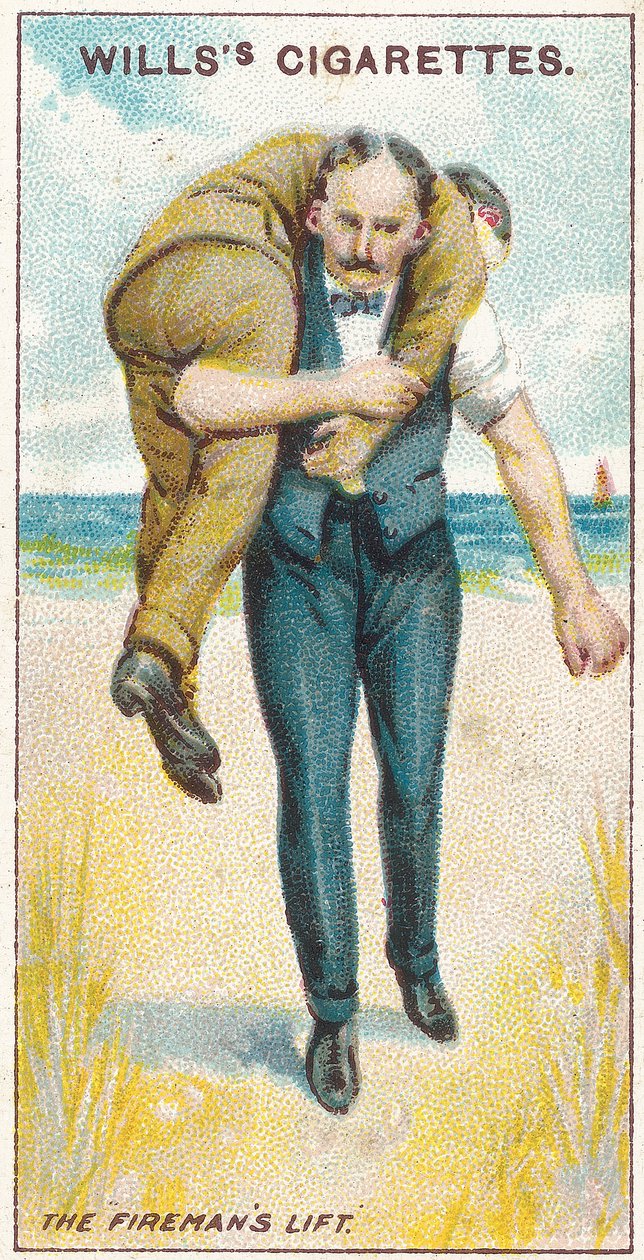 Firemans Lift No.2, nr.19 fra First Aid-serien af Willss Cigarette-kort, 1913 af English School