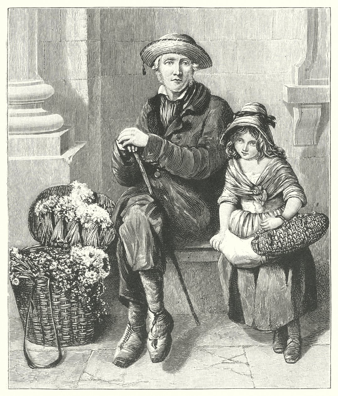 The Flower Gatheres (litografi) af English School