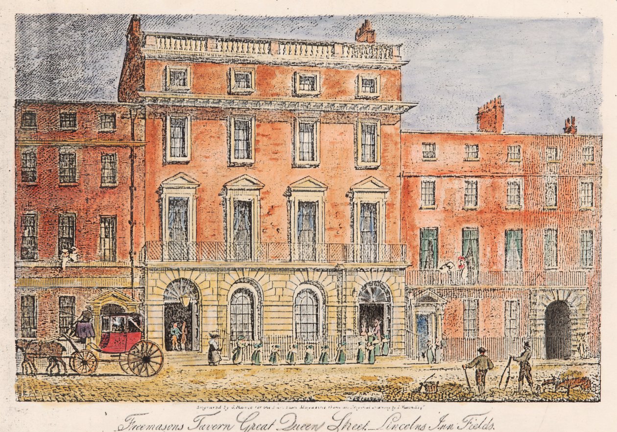 The Freemasons Tavern, 1863 af English School