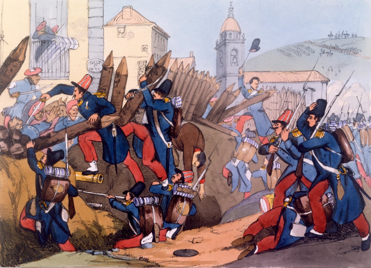 Den Franske Legion stormer en Carlist Entrenchment, 1837 af English School