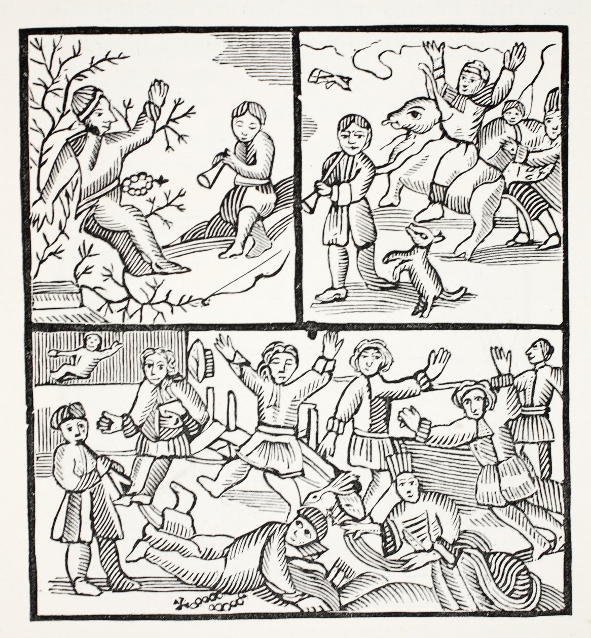 The Fryar and the Boy, illustration fra Chap-books of the Eighteenth Century af John Ashton, pub. 1882 af English School