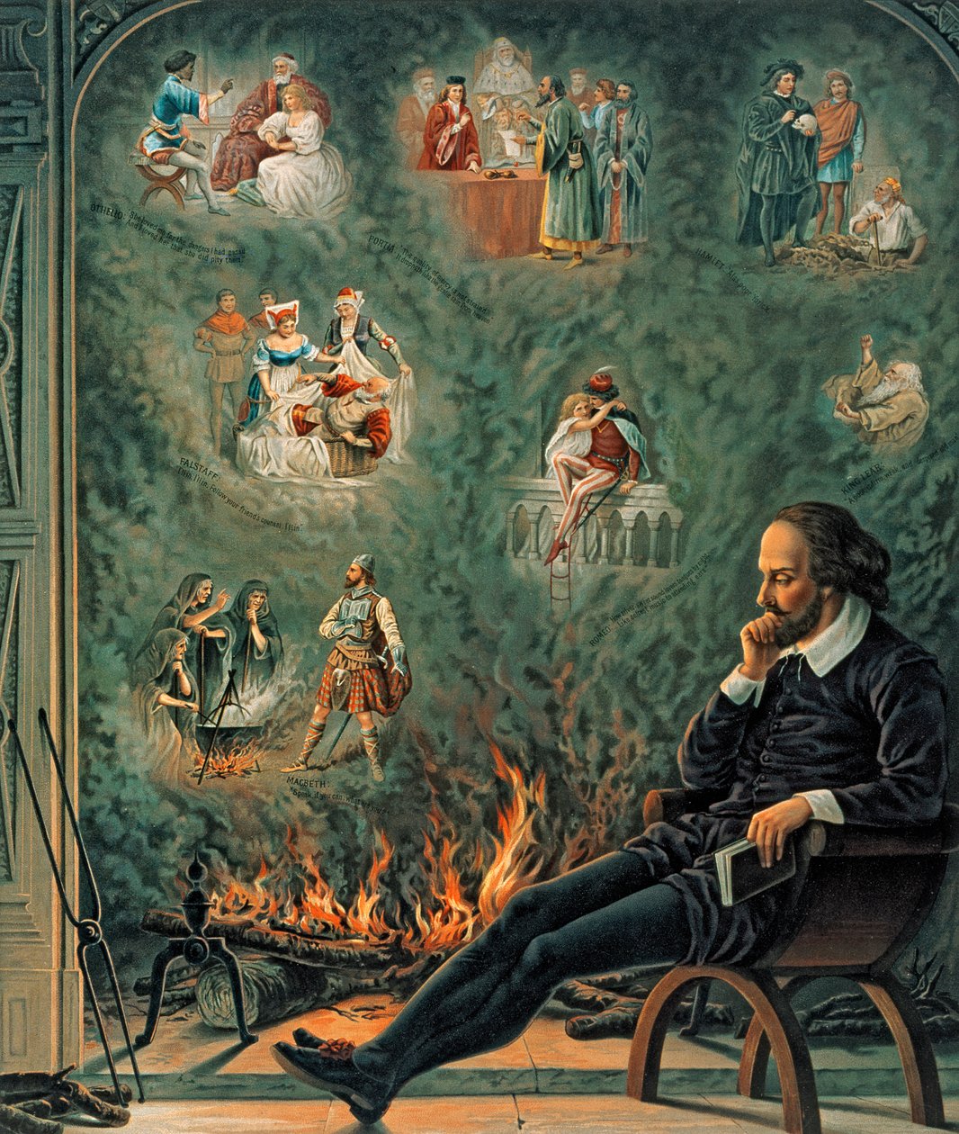 The Genius of Shakespeare, udgivet i 1888 (chromo litho) af English School