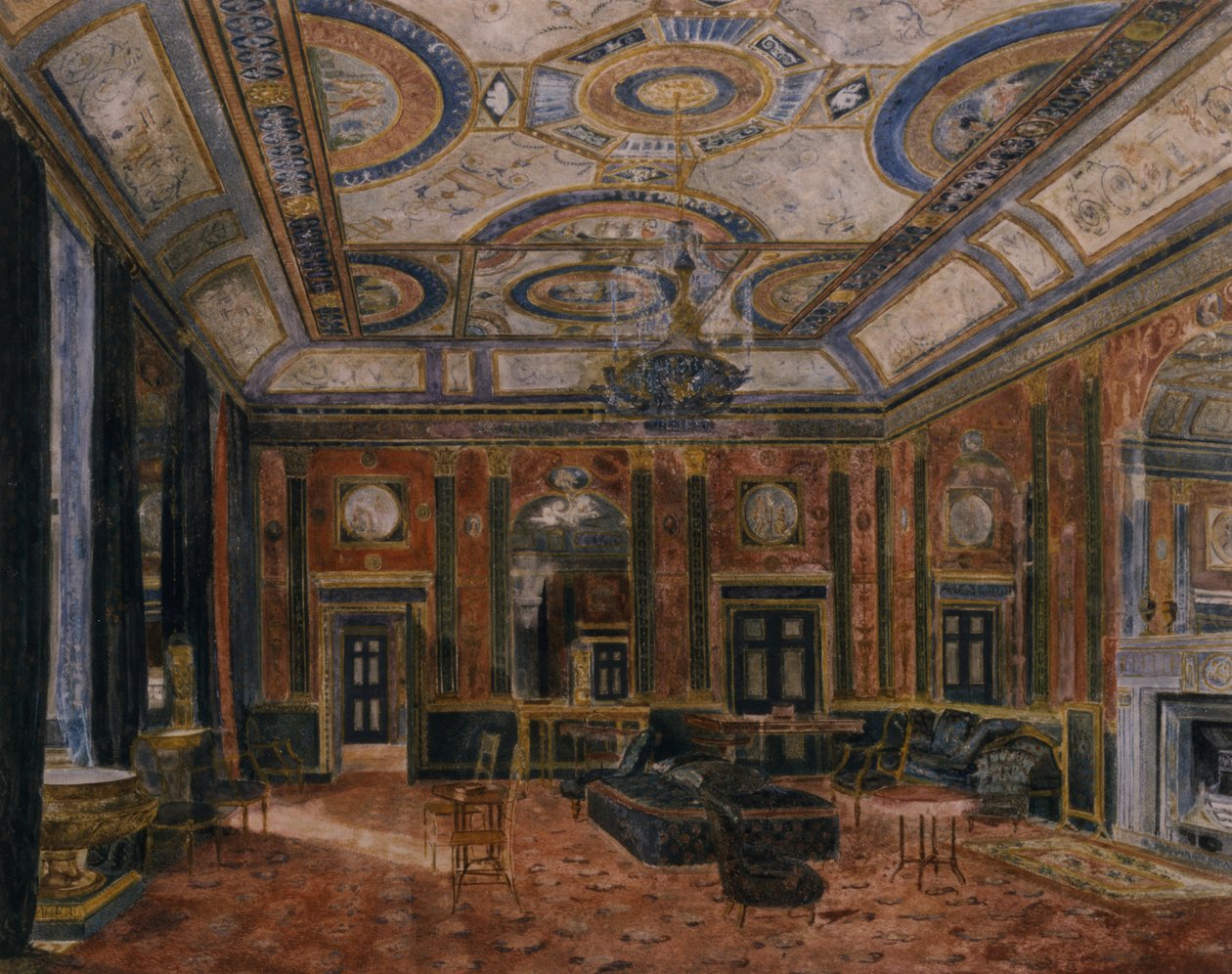The Glass Drawing Room, Northumberland House, ca. 1870 (akvarel) af English School