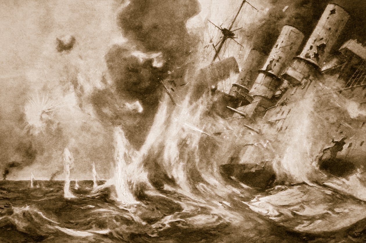 Den store britiske sejr ud for Falklandsøerne: Tysk admiral går ned med sit flagskib, 1914-19 af English School