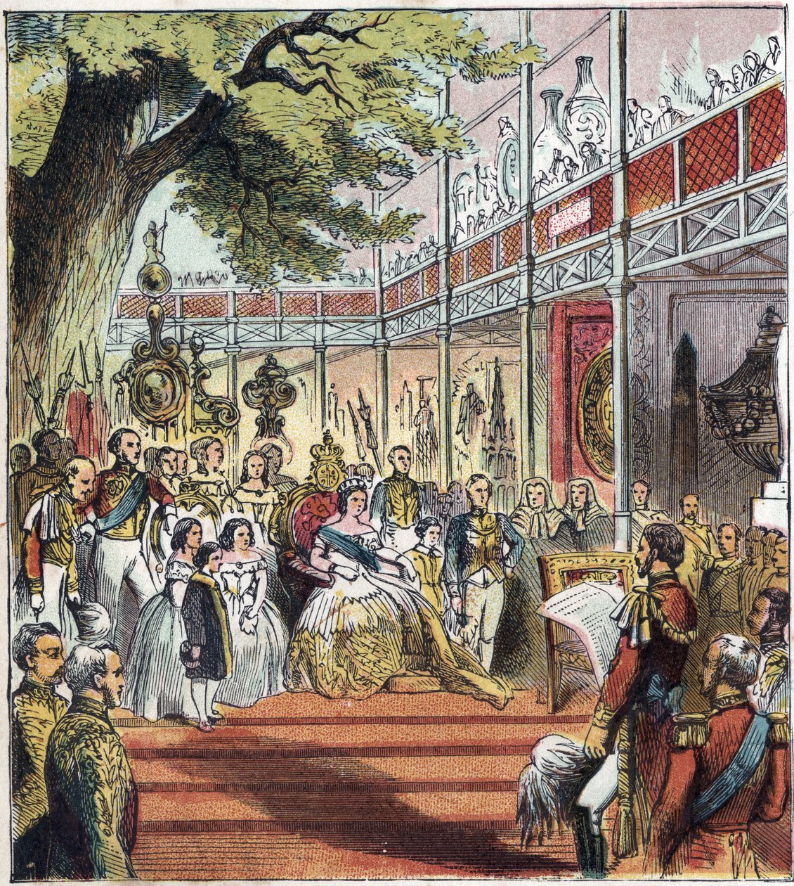 The Great London Expo i Hyde Park i 1851. Great Exhibition of 1851.” Et glaspalads blev bygget i Hyde Park for at udstille mange ting fra forskellige nationer verden over i 1851 af English School