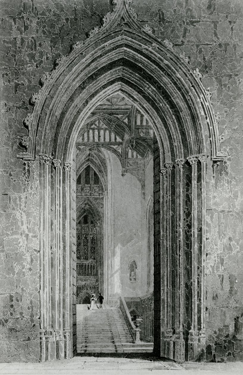 Great Western Hall, der fører til Grand Saloon, eller Octagon, Fonthill Abbey, 1824 af English School