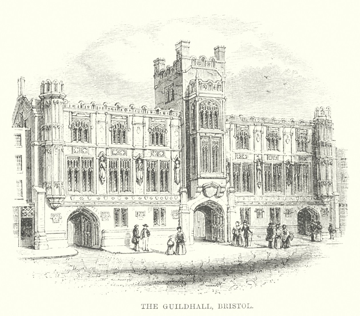 The Guildhall, Bristol (kobberstik) af English School