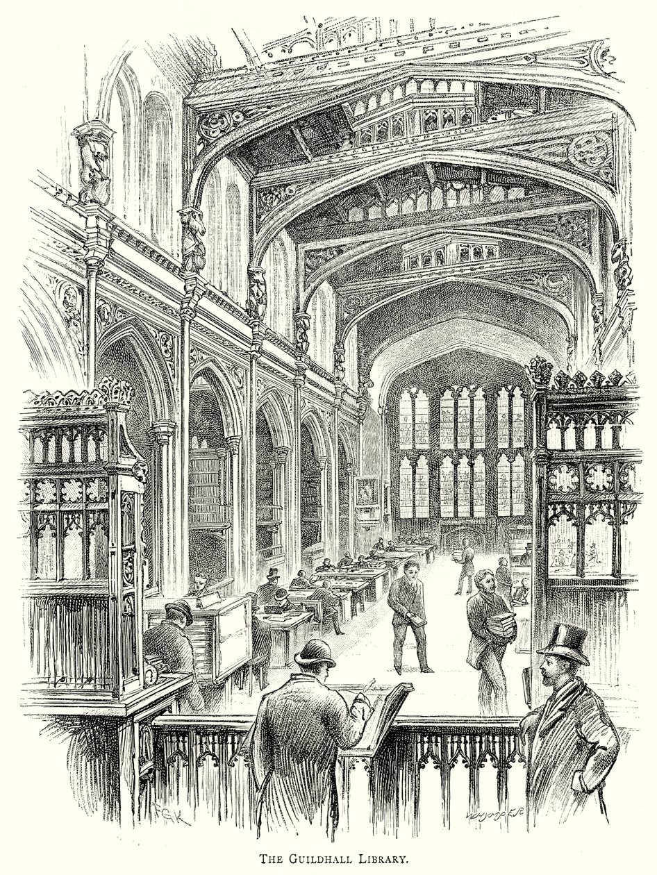 The Guildhall Library (gravering) af English School