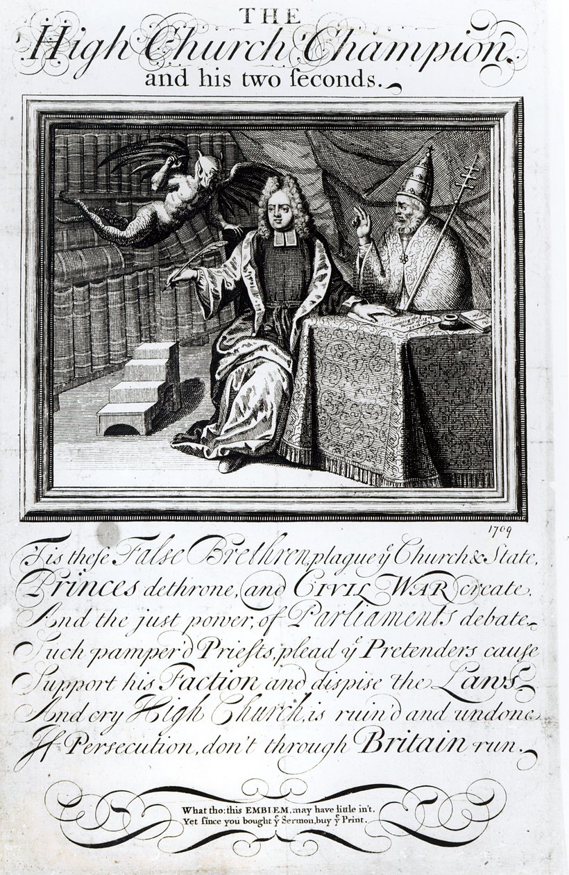 Højkirkemesteren og hans to sekunder, 1709 af English School