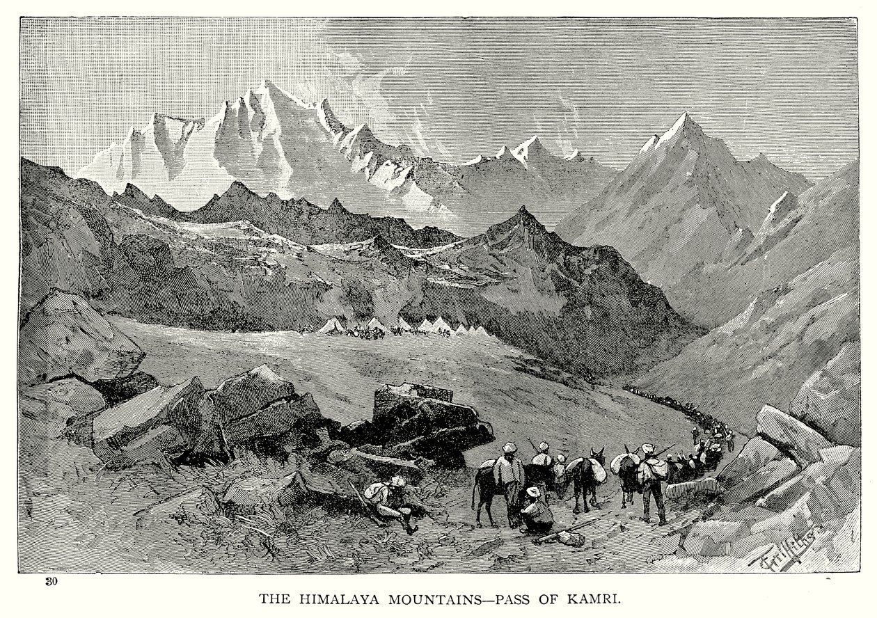 Himalaya-bjergene - Kamri-passet (kobberstik) af English School