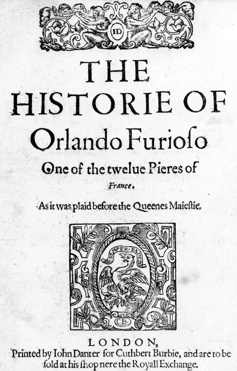 The Historie of Orlando Furioso af Ludovico Ariosto, 1594 af English School