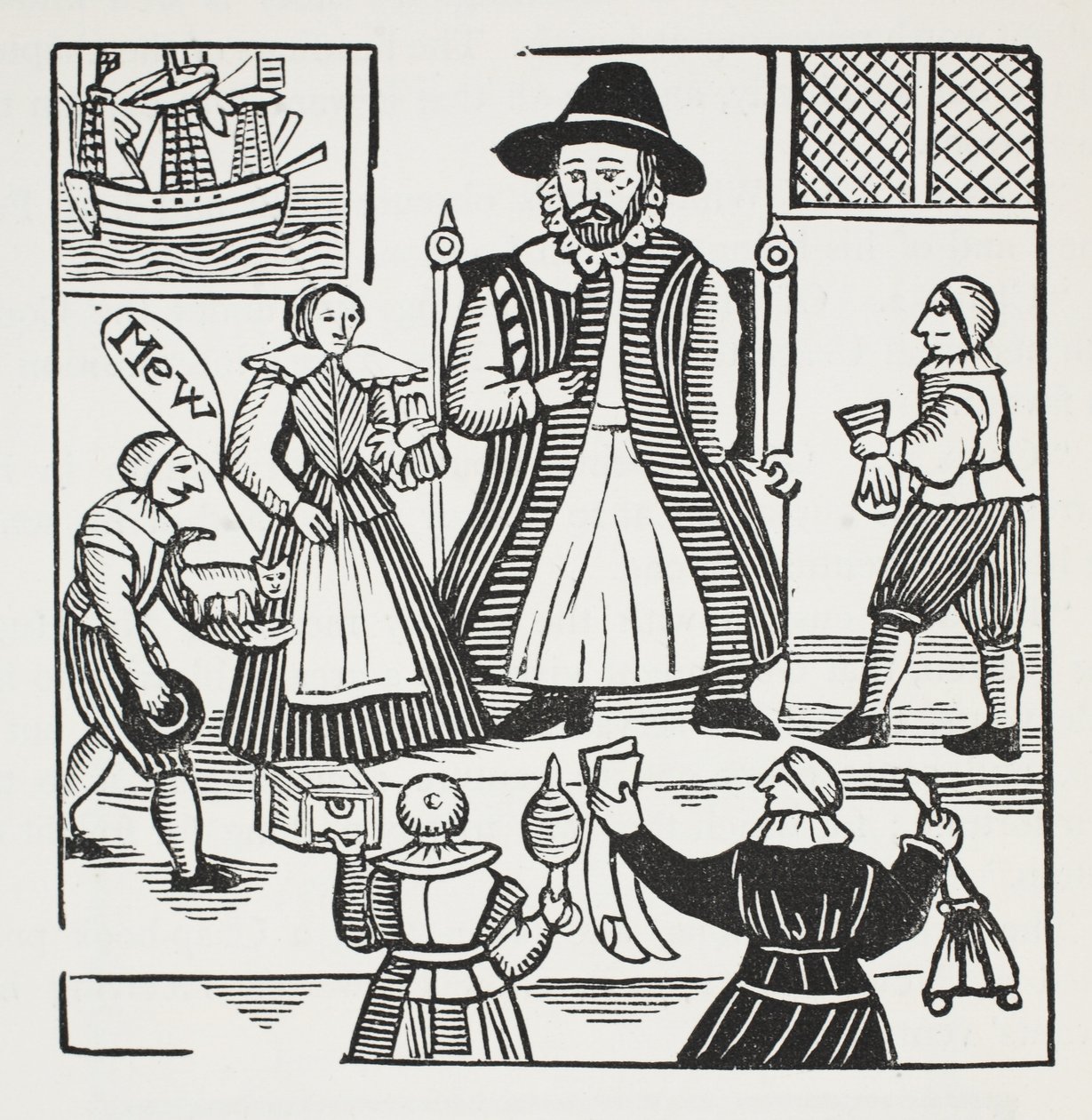 Historien om Sir Richard Whittington, tre gange overborgmester i London, illustration fra Chap-books of the Eighteenth Century af John Ashton, pub. 1882 af English School