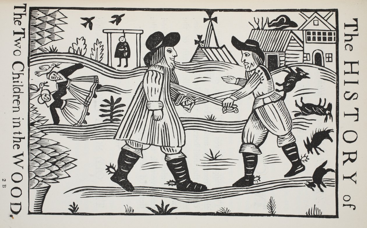 The History of The Two Children in the Wood, illustration fra Chap-books of the Eighteenth Century af John Ashton, pub. 1882 af English School