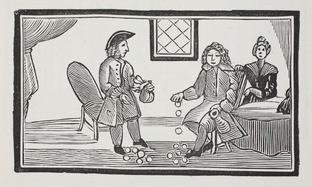 The History of the Blind Beggar of Bethnal Green, illustration fra Chap-books of the Eighteenth Century af John Ashton, pub. 1882 af English School