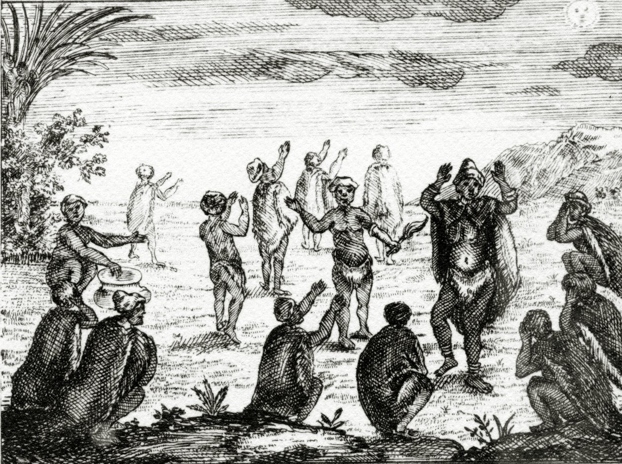 Hottentotterne tilbeder månen, illustration fra 