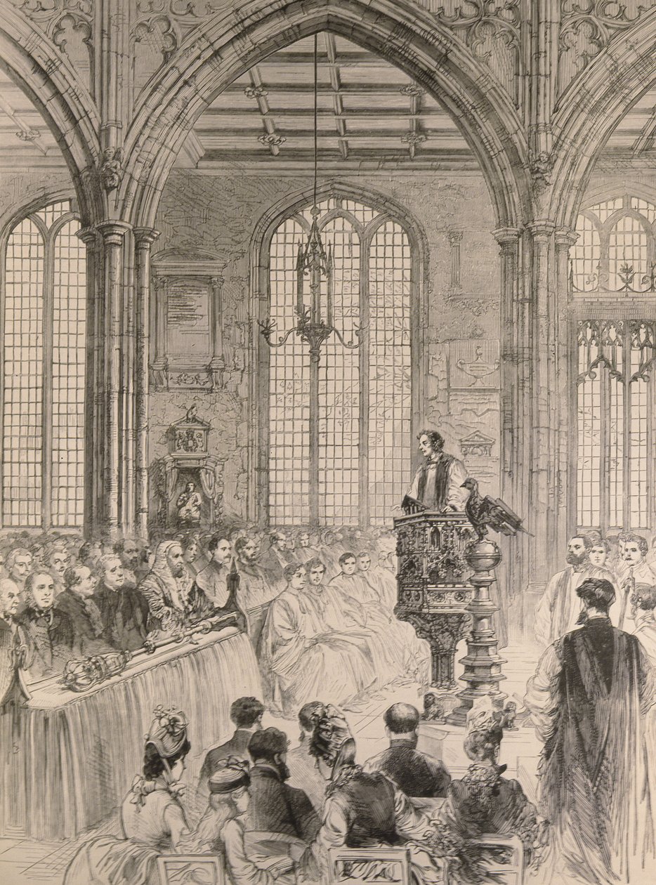 Underhuset deltager i jubilæumsgudstjenesten i St. Margarets Church, Westminster, fra The Illustrated London News, 28. maj 1887 af English School