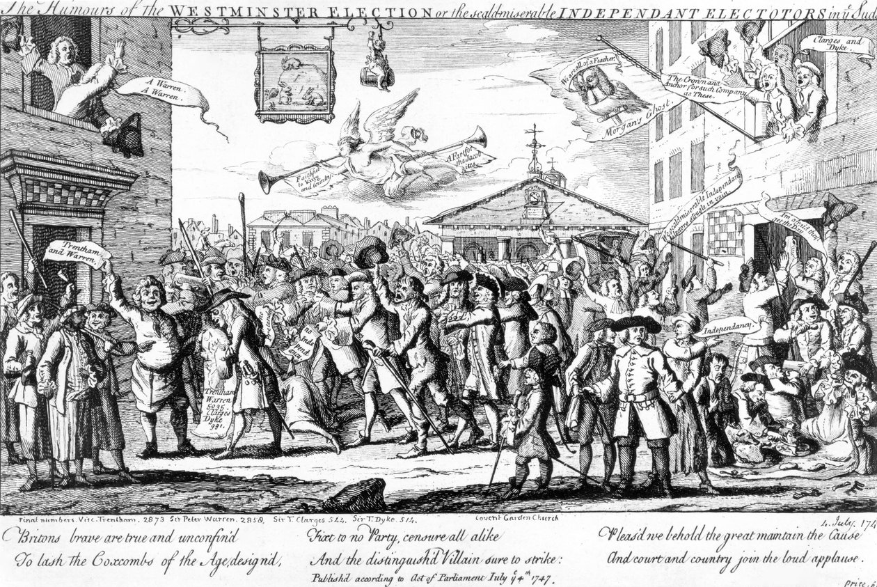 The Humors of the Westminster Election eller the Scald-Miserable Independent Electors in the Suds, 1747 af English School