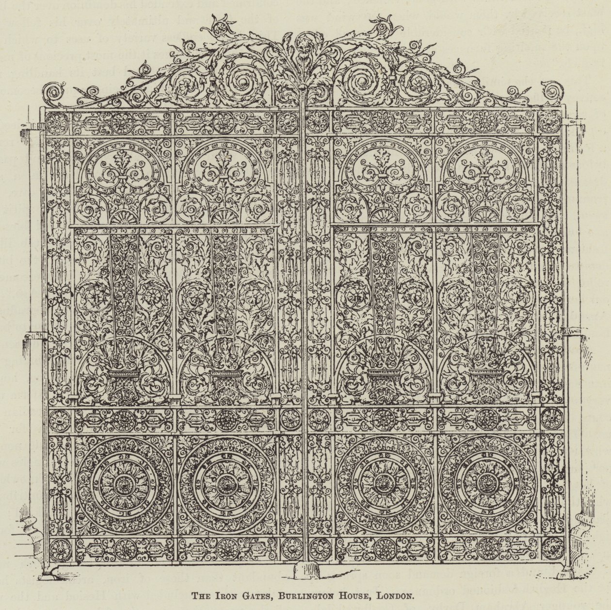 The Iron Gates, Burlington House, London (kobberstik) af English School