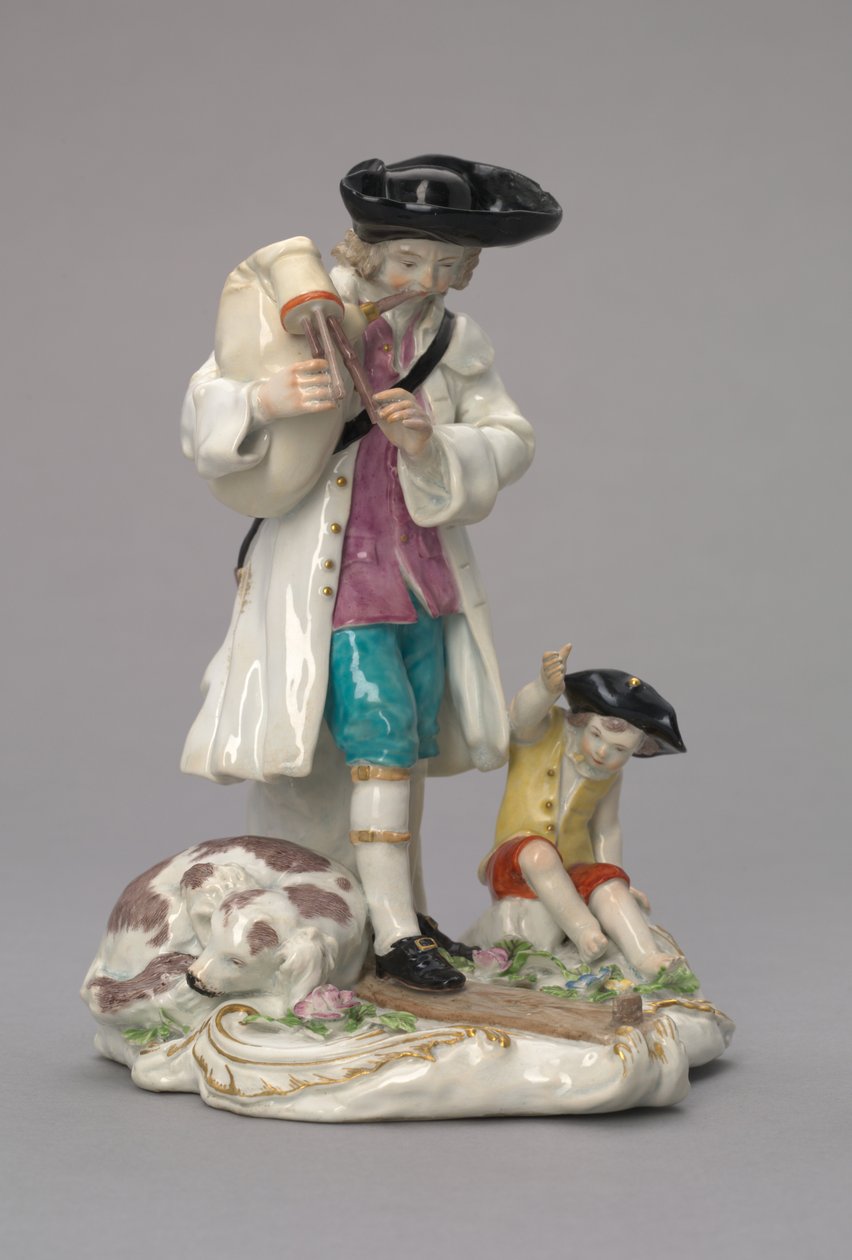 The Itinerant Musician, fremstillet af Chelsea Porcelain Factory, England, ca. 1756 af English School