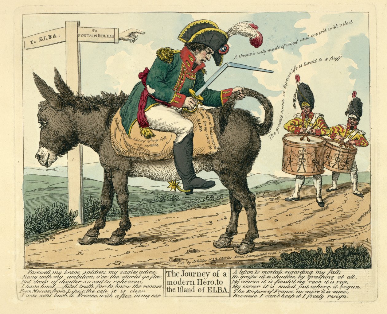 En moderne helts rejse til øen Elba, pub. London, 1814 af English School