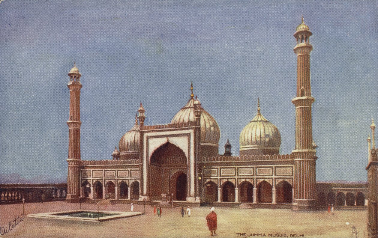 Jumma Musjid, Delhi (farvelitografi) af English School