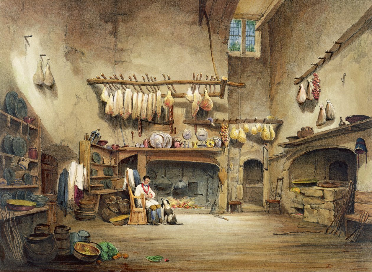 Køkkenet, Cotehele-huset, ca. 1830-40 af English School