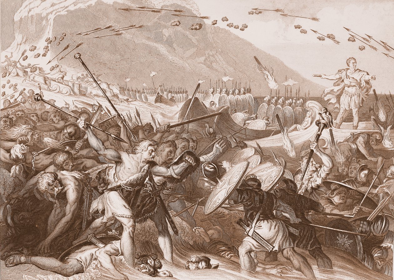Julius Cæsars landgang i England i 55 f.Kr af English School