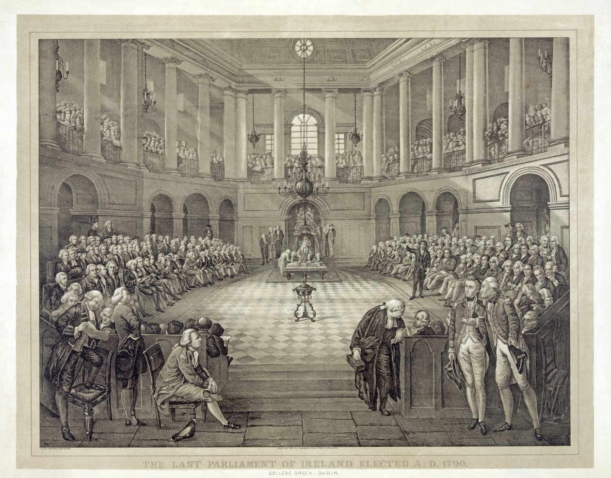 Det sidste parlament i Irland valgte A.S. 1790, udb. 1874 (litho) af English School