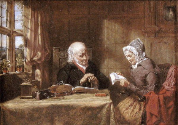 The Letter, or News from Far, ca. 1860 (olie på lærred) af English School