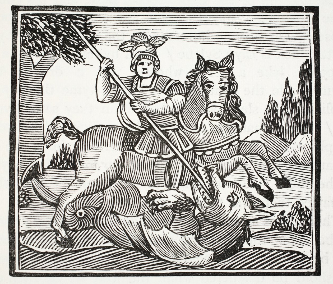 The Life and Death of St George, the Noble Champion of England, illustration fra Chap-books of the Eighteenth Century af John Ashton, pub. 1882 af English School