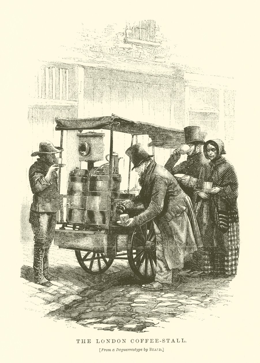 The London Coffee-Stall (gravering) af English School
