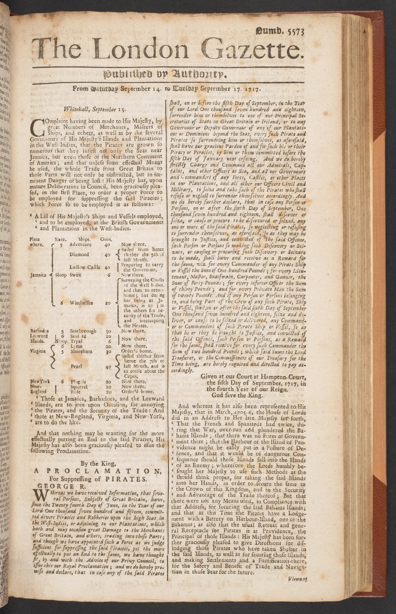London Gazette, nummer 5573, side 1 af English School