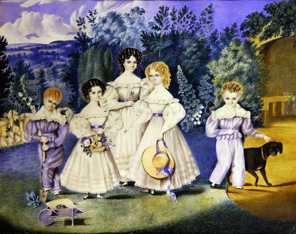 Lovell-familiens børn, ca. 1825 (akvarel på papir) af English School