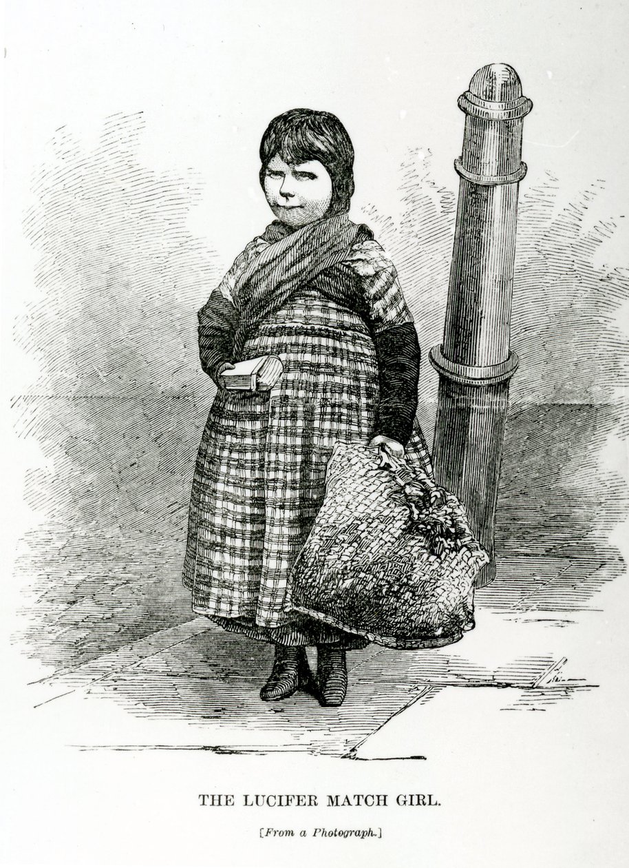 Lucifer Match Girl, ca. 1840 af English School
